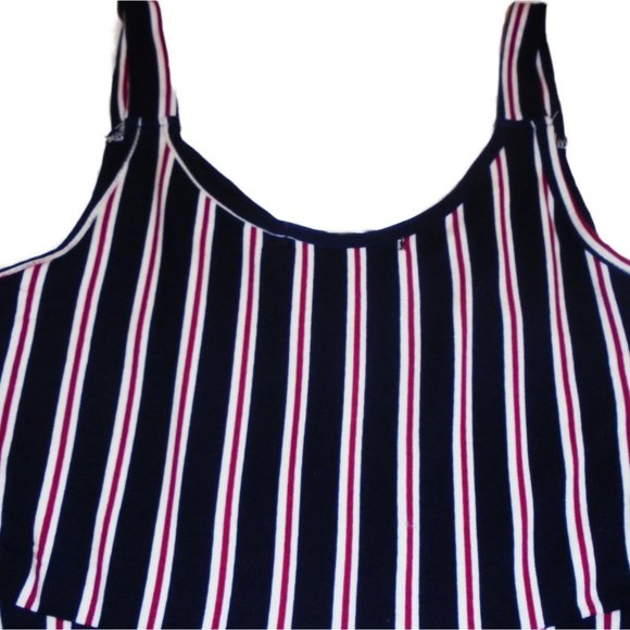 Dress Junior Jumper Sundress Sleeveless Stretchy Jersey Knit stripe retro summer - Picture 5 of 6